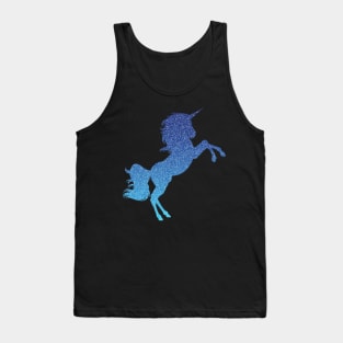 Bright Blue Ombre Faux Glitter Unicorn Tank Top